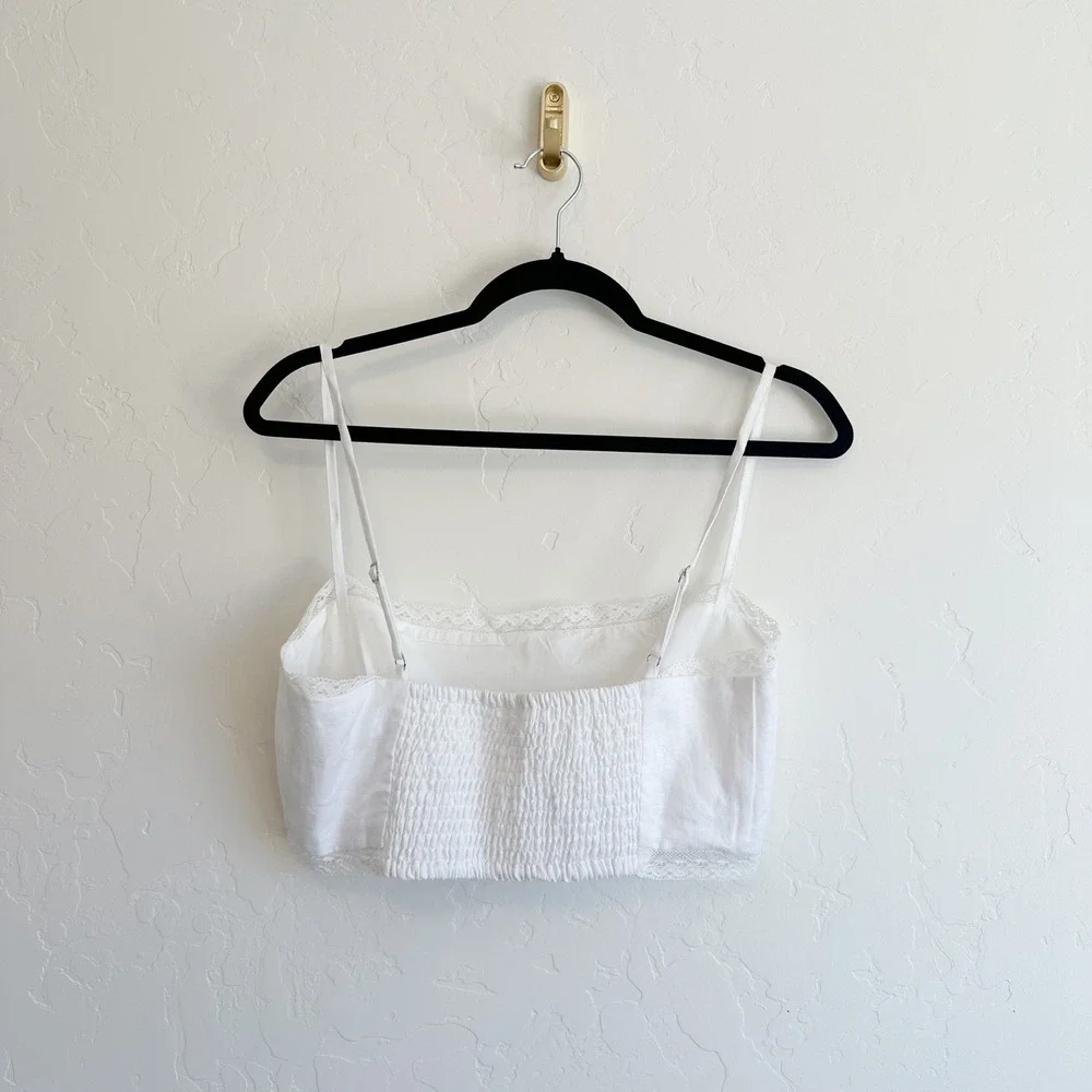 Reformation | Violet 100% Linen Crop‎ Top & Wide Leg Pant Two Piece Set White